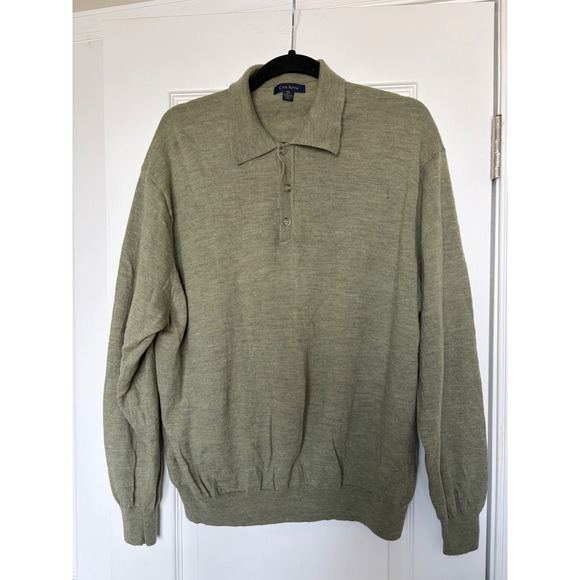 Club Room Other - Club Room Mens XXL Merino Wool Long Sleeve Polo Sweater Olive Green Heather